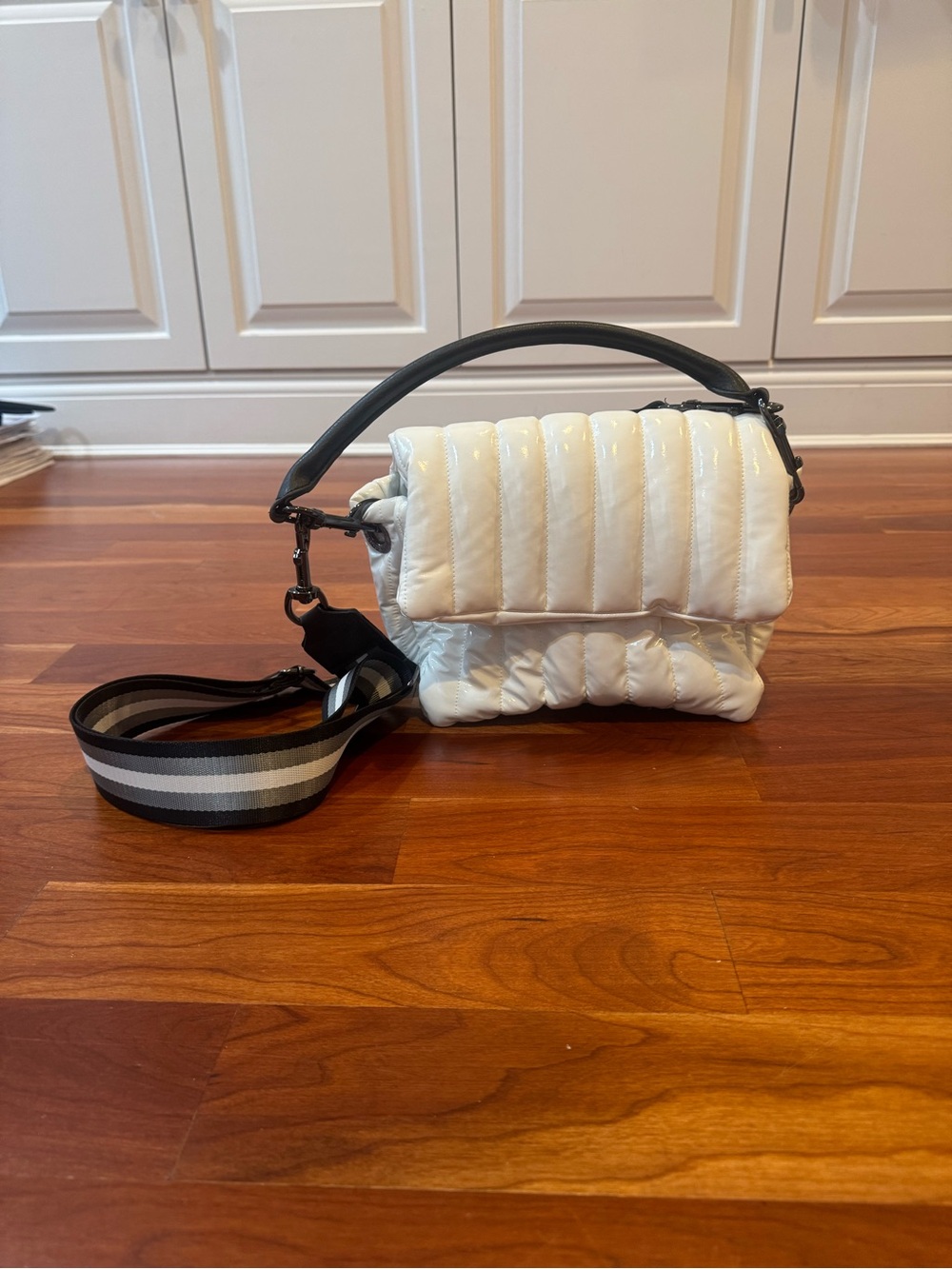 Quilted Puffer Crossbody Bag in White